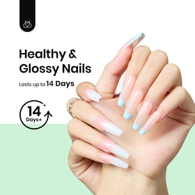 Beetles Gel Polish base and top bottles side-by-side highlighting HEMA-free formulation benefits