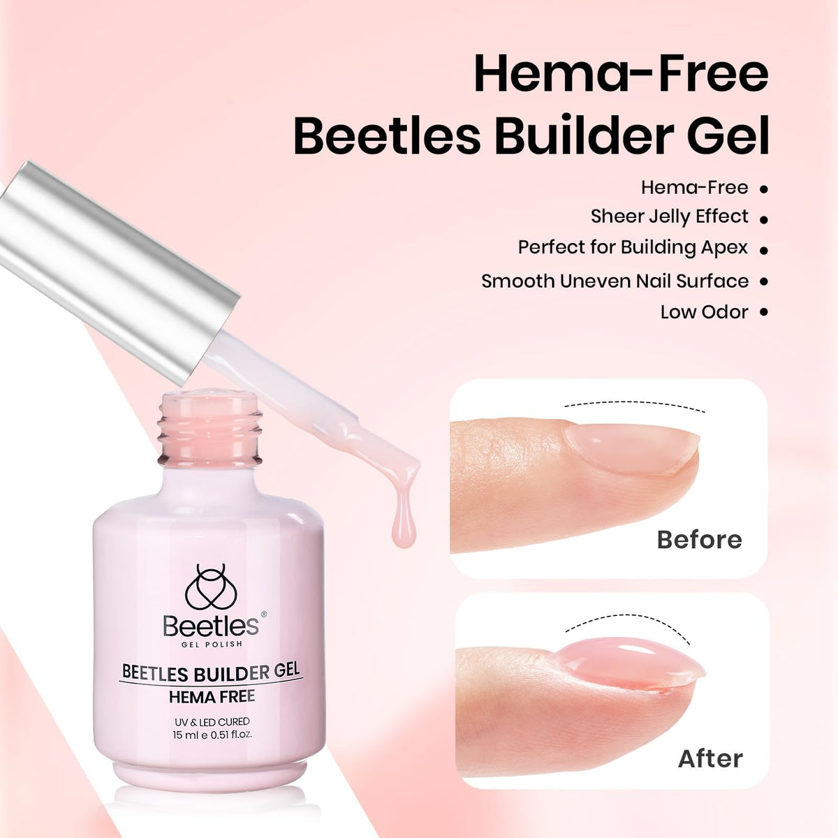Beetles base and no-wipe top coat brush strokes showing smooth application