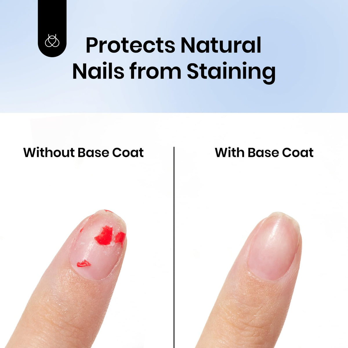 Beetles Gel Base Coat applied on nail swatch showing improved adhesion and shine
