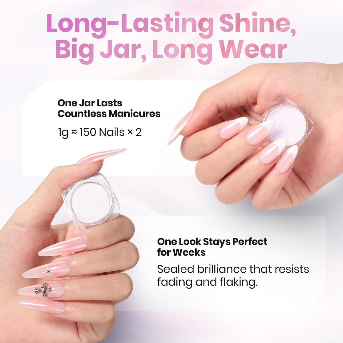 Beetles before and after nails showing dramatic chrome transformation