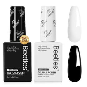 beetles Gel Polish front packaging showing two matching color bottles for quick selection and convenience