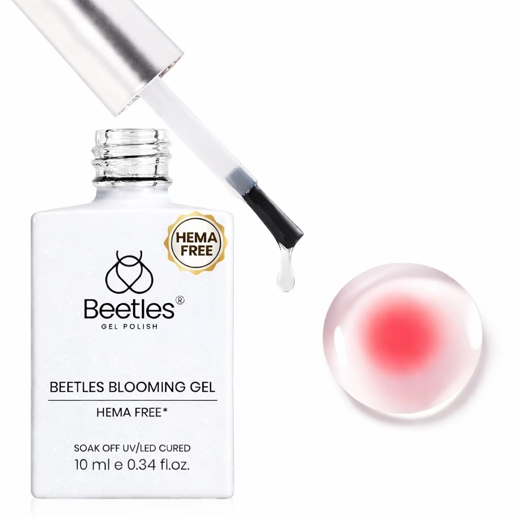 Beetles Gel Polish front bottle showing clear Blooming Gel and brand