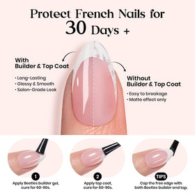 Applying Beetles press on nails with adhesive demonstrating fast salon-style application