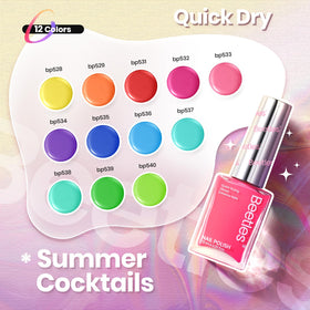 Beetles bottle closeup highlighting glossy finish and smooth application benefit