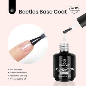 beetles no-wipe top coat bottle closeup emphasizing high-shine, no-wipe benefit