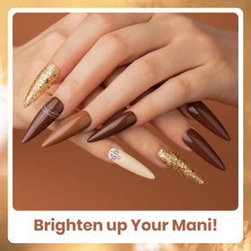 Beetles glitter gold polish detail highlighting sparkle, adds accent option