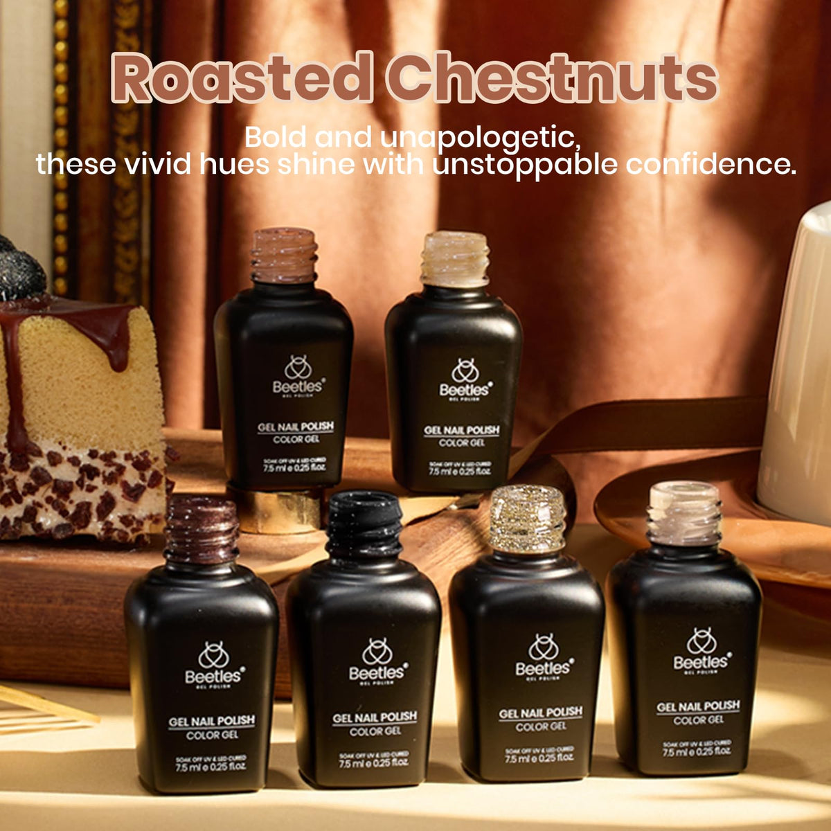 Beetles swatch array of six nude and brown shades, helps color selection