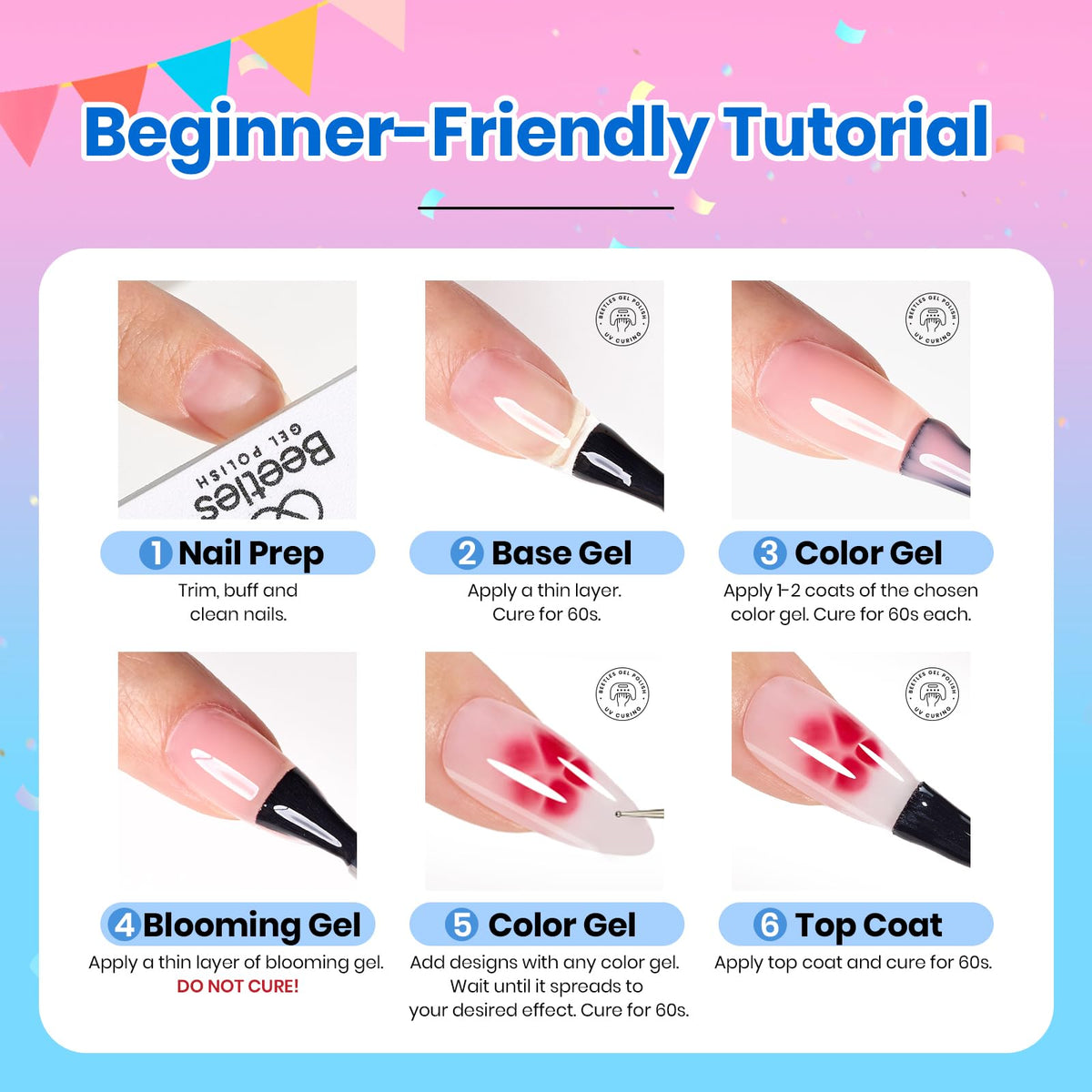 Beetles Blooming Gel with brush spreading pigment, precise control and detail benefit