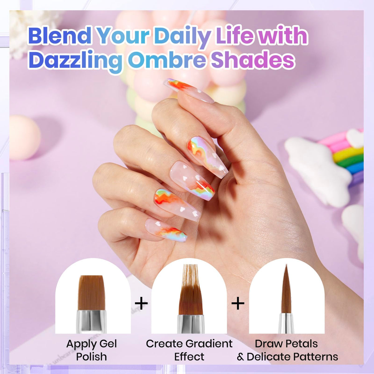 Beetles Gel Polish brushes in use during a manicure illustrating accurate detail work