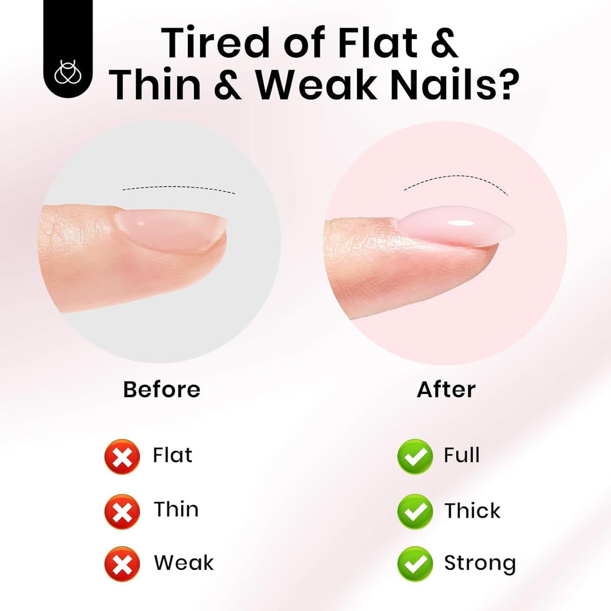 Beetles instant apex demo on nail showing strengthened profile benefit