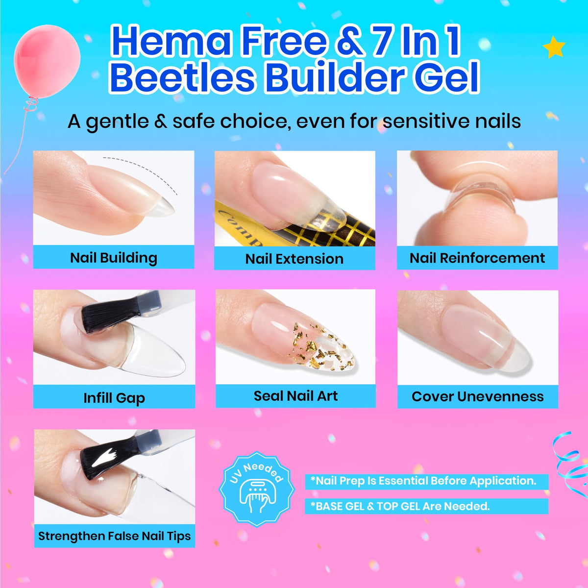 beetles Gel Polish sculpted apex on nail demonstrating added strength benefit