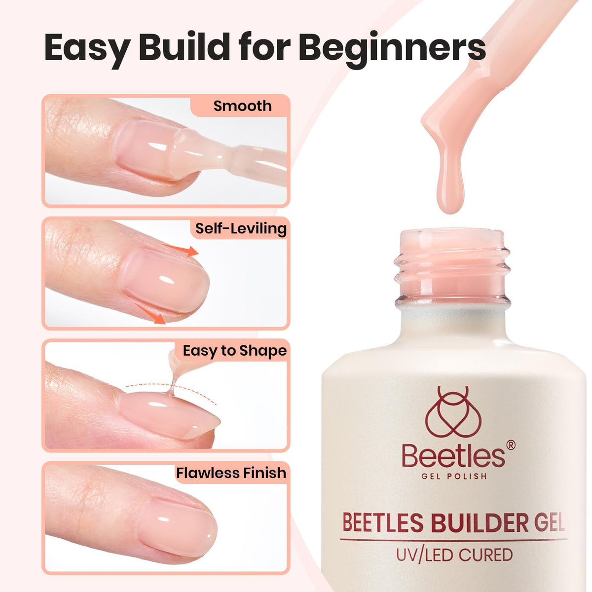 Beetles Gel Polish brush applicator detail giving precise apex control