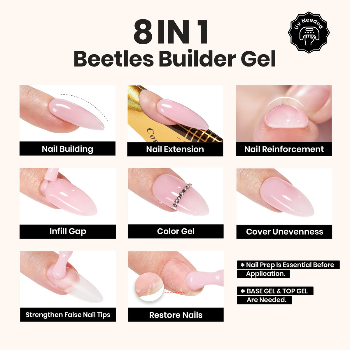 beetles builder gel cured smooth apex emphasizing strong, natural-looking arch