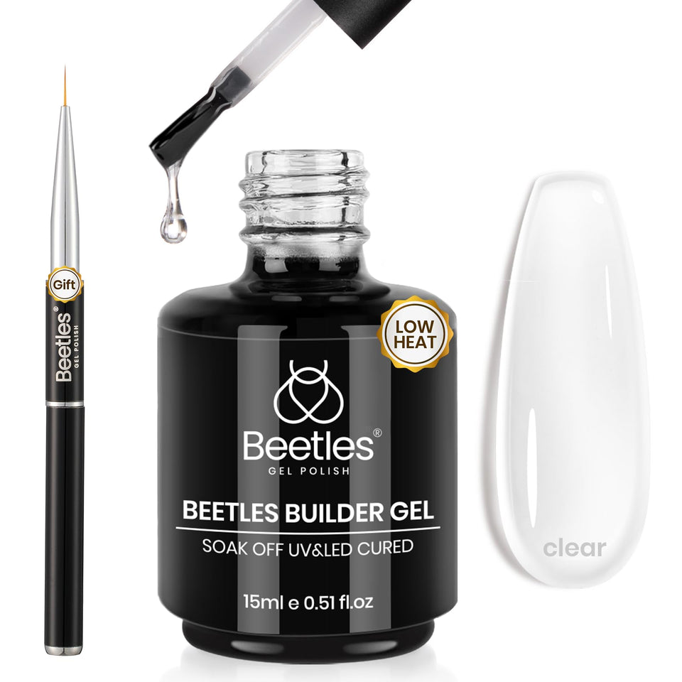 Beetles Gel Polish front bottle showing clear builder gel for controlled building