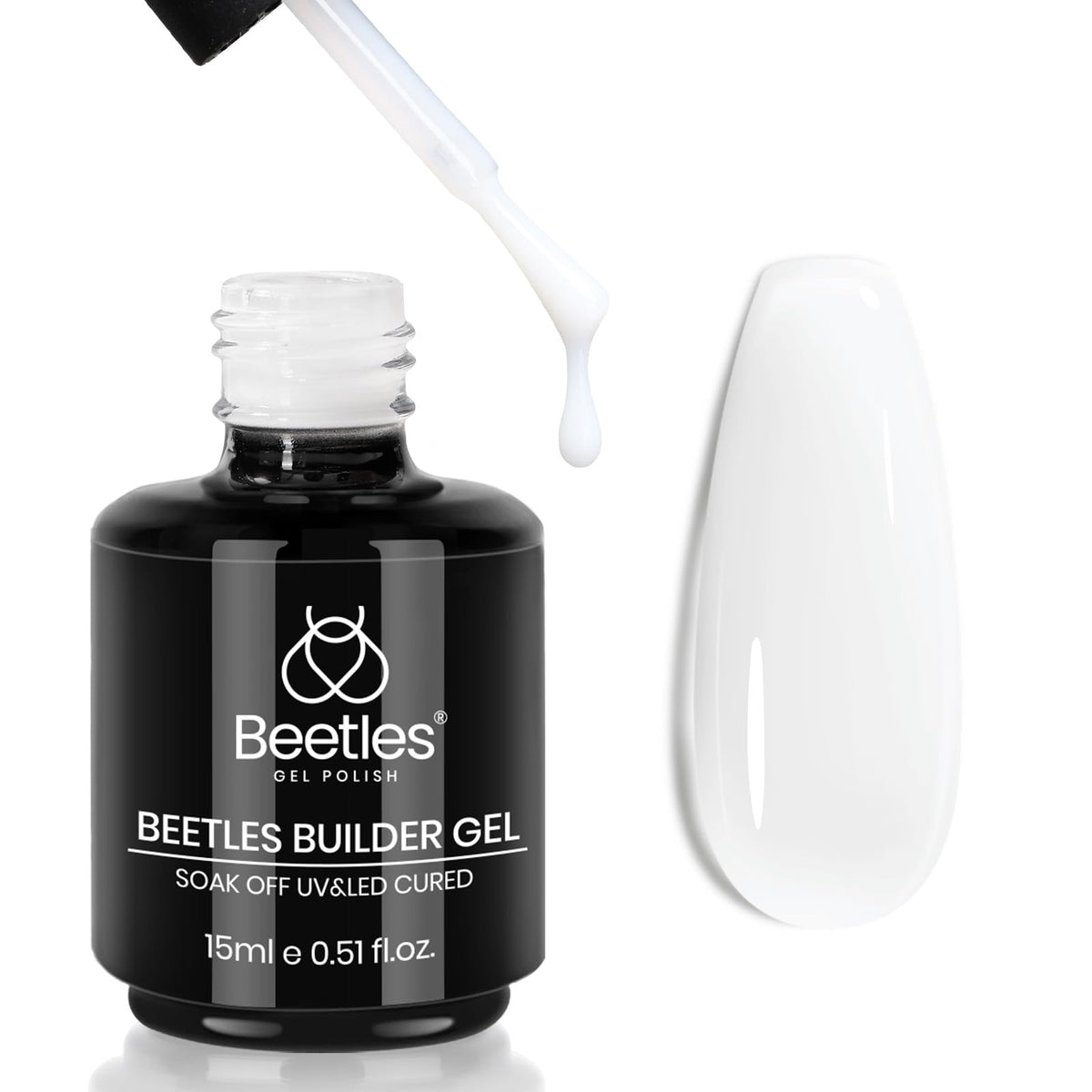 beetles builder gel front label showing product and volume, clear branding benefit