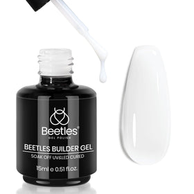 beetles builder gel front label showing product and volume, clear branding benefit