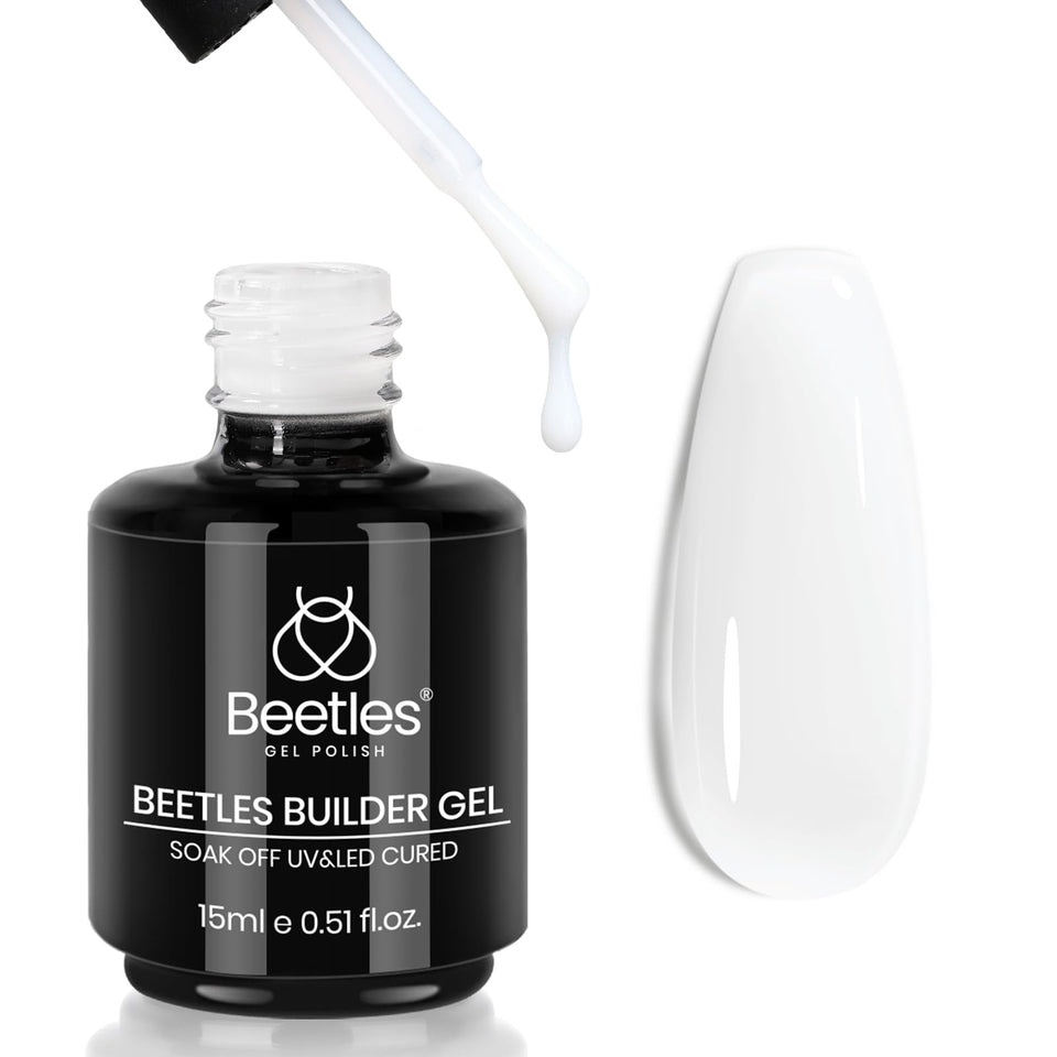 beetles builder gel front label showing product and volume, clear branding benefit