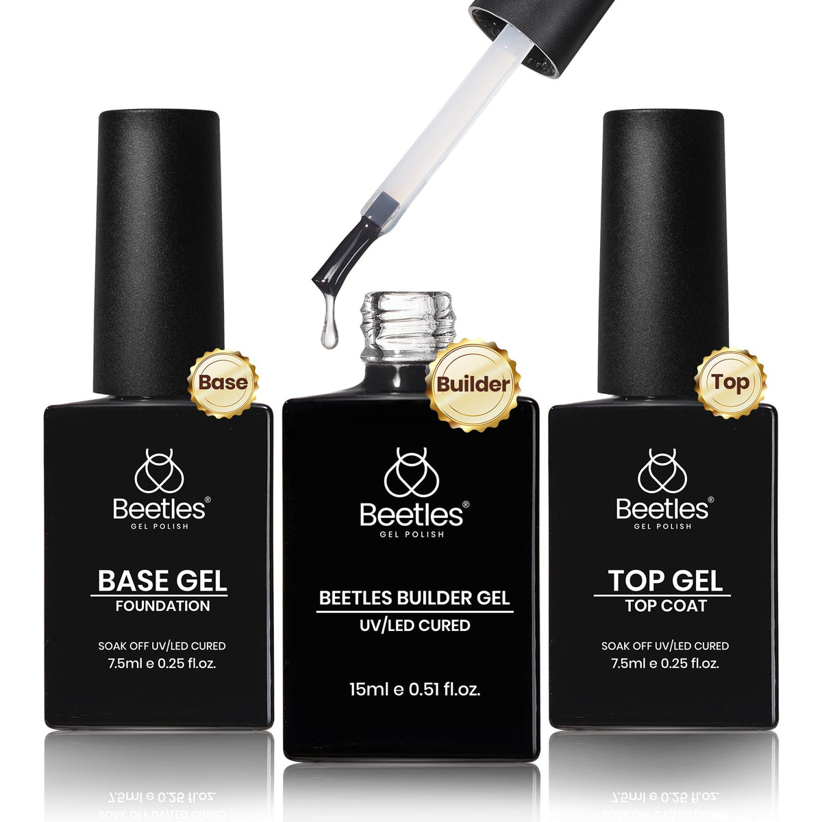 beetles builder gel front packaging showing full three-piece kit and clarity benefit