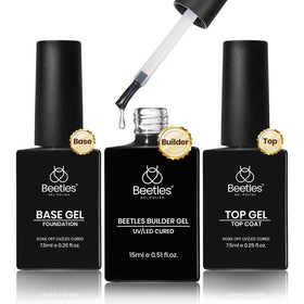 beetles builder gel front packaging showing full three-piece kit and clarity benefit