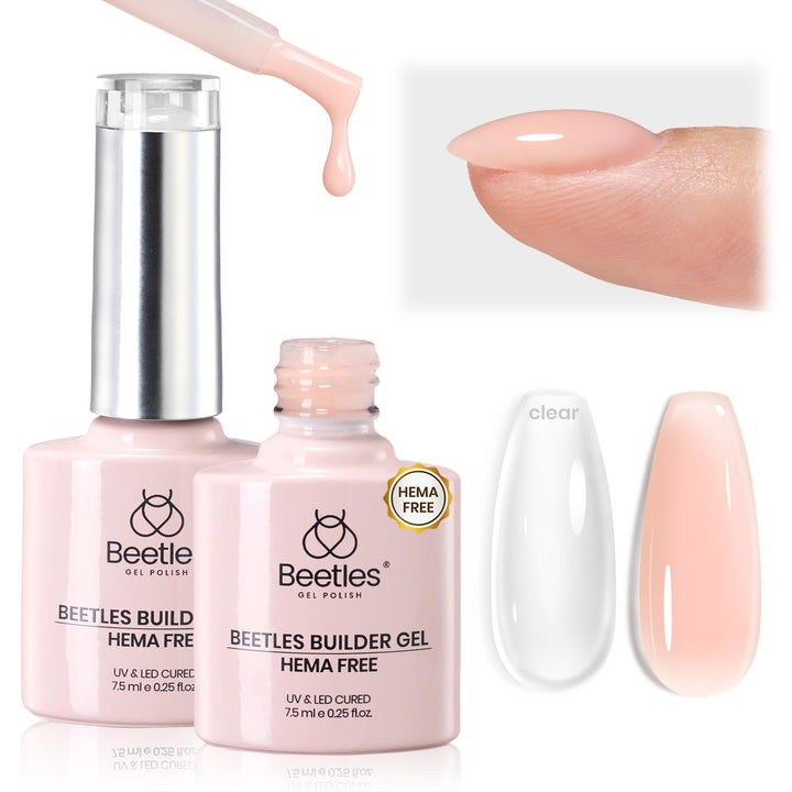Beetles Builder Gel front packaging showing both bottles and contents benefit: clear labeling
