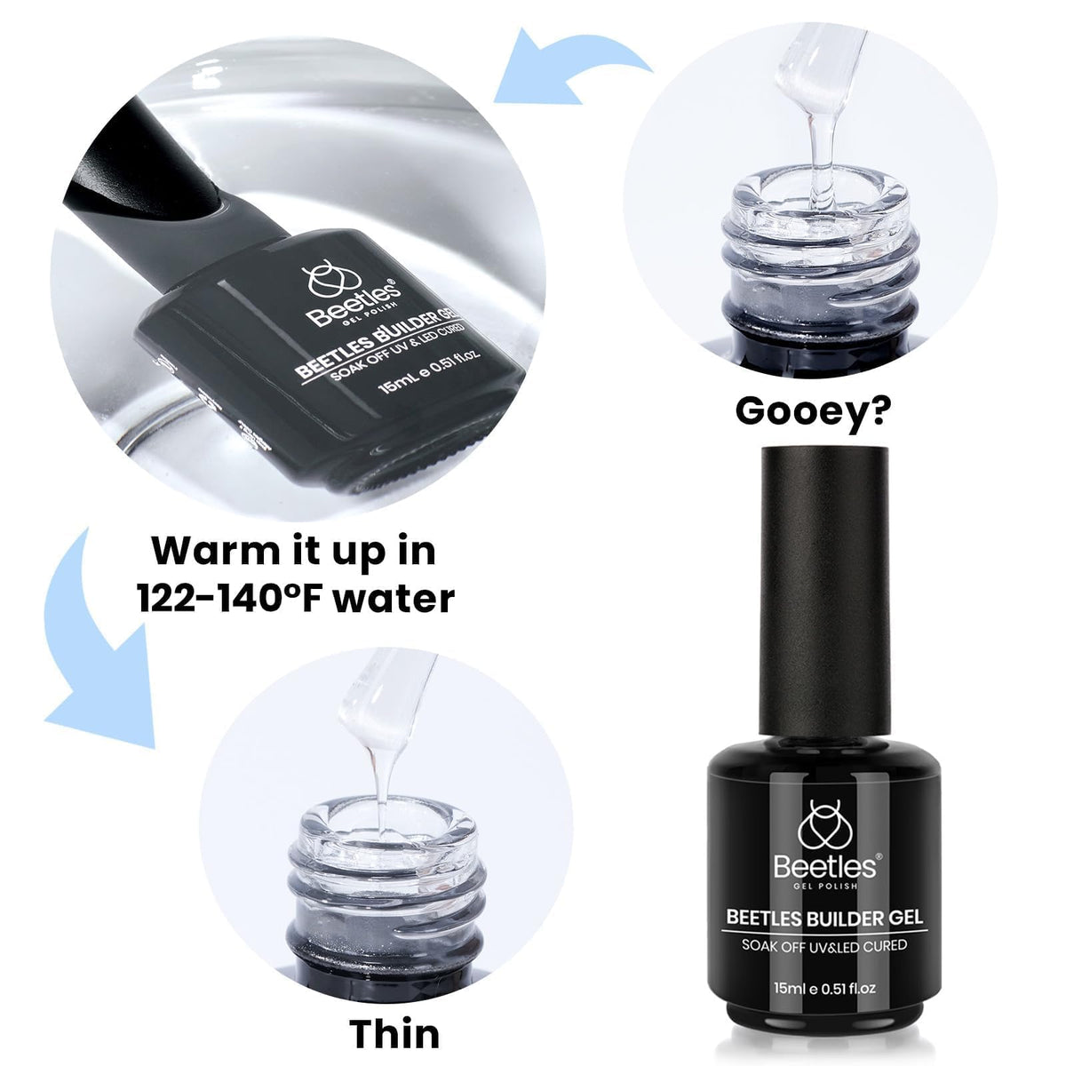 Beetles Gel Polish label close-up showing product name and usage tips benefit