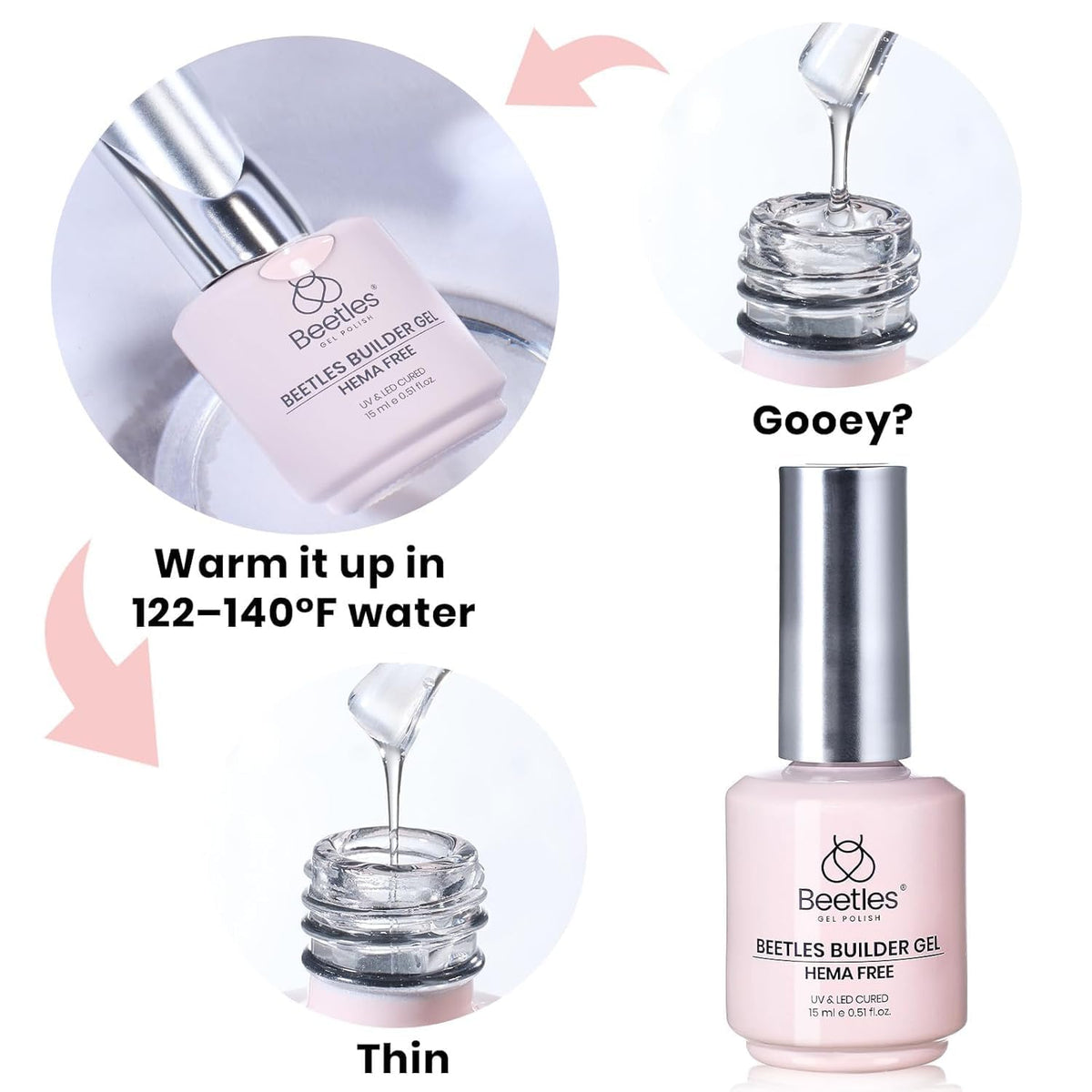 Beetles product label detail showing HEMA-free formulation benefit