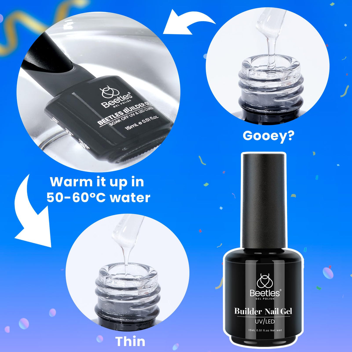 Beetles builder gel used in home nail station showing beginner-friendly salon results