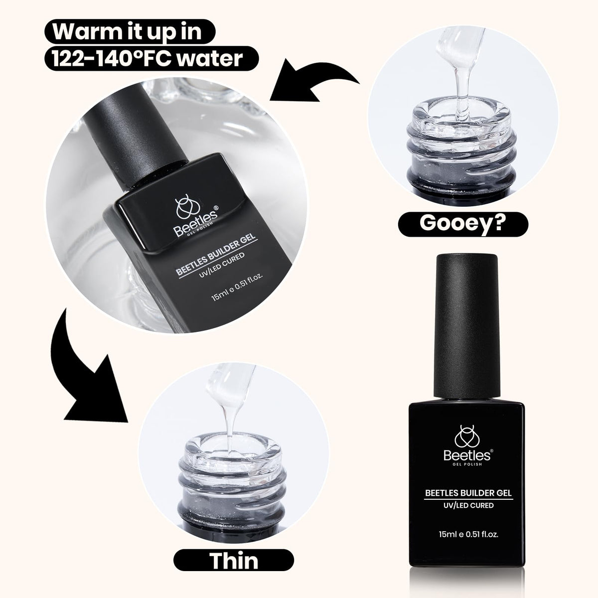 beetles builder gel in manicure setting highlighting salon finish and glossy shine