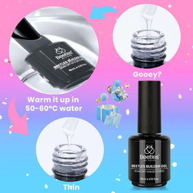 beetles Gel Polish label and packaging highlighting product info and beginner-friendly benefit