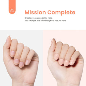 Beetles Builder Gel finished short extension showing natural-strengthened nails
