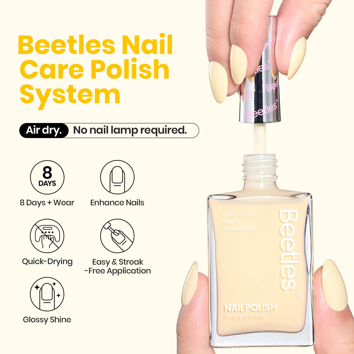 Beetles Gel Polish brush stroke close-up revealing smooth texture and quick-dry benefit