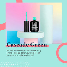 Beetles Gel Polish brush stroke of Cascade Green showing smooth texture