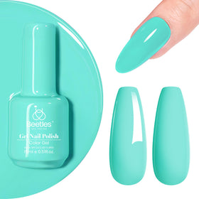Beetles Gel Polish Cascade Green front bottle showing label and color