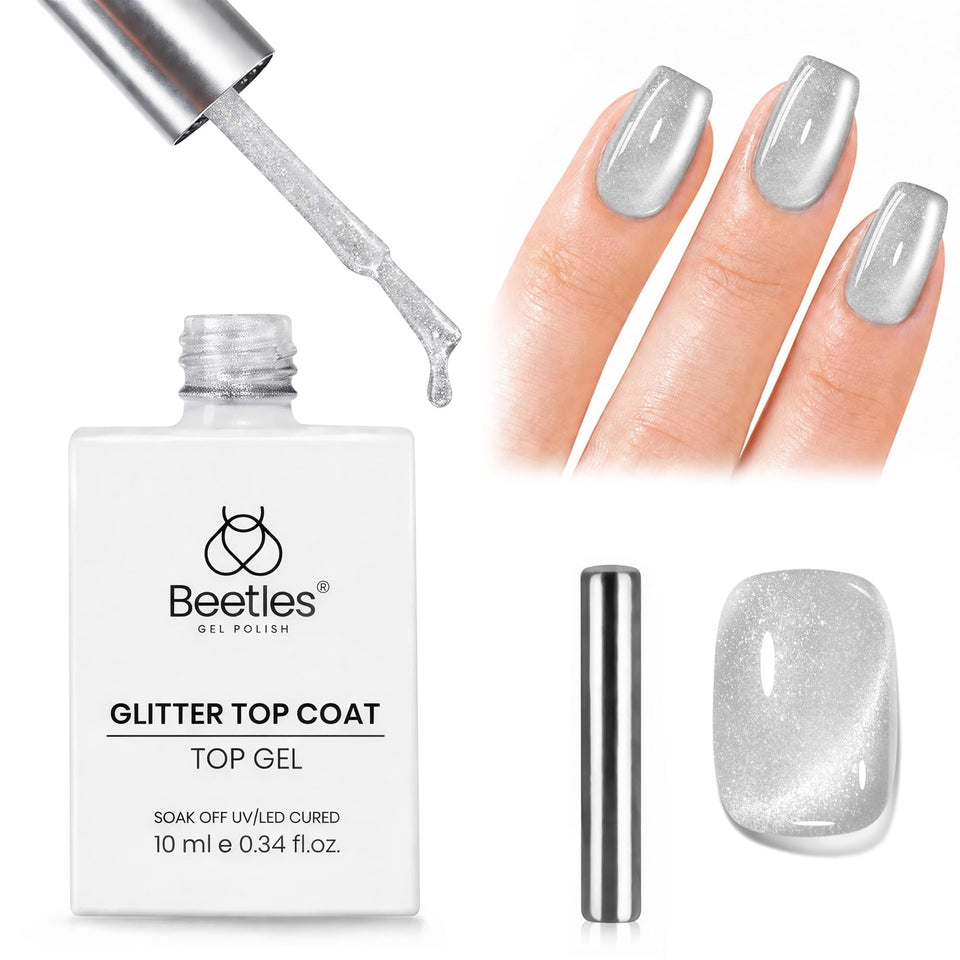 Beetles Cat Eye top coat bottle front view showing label and color shift benefit