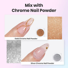 beetles Gel Polish chrome powder and rhinestones creating metallic finishes