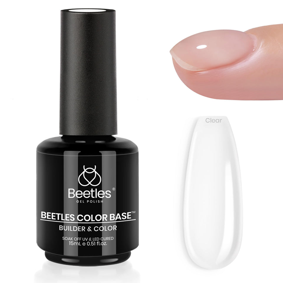 beetles front bottle showing clear rubber base for strong nails