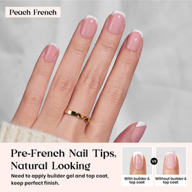 beetles close-up of peach French tip details highlighting smooth salon-quality finish