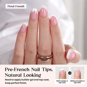 beetles close-up of French tip design highlighting crisp white tips