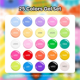 Beetles color array of 25 open bottles displaying neon and pastel shades