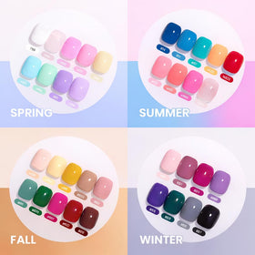 beetles row of open color bottles displaying 36 seasonal shades for easy selection