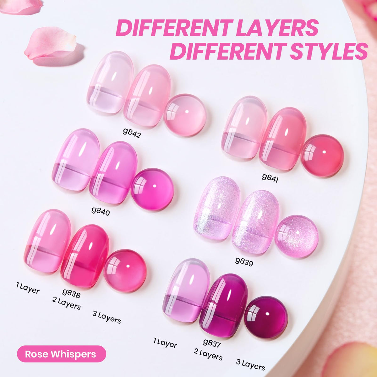 beetles color swatches arrayed to compare sheer pink shades visually