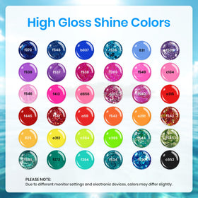 Beetles Gel Polish swatch display with 36 neon and pastel colors for inspiration