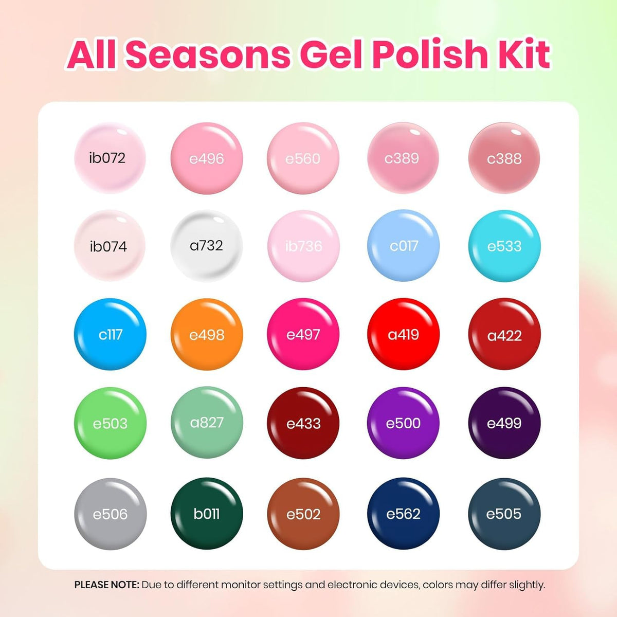 beetles color swatch fan displaying 25 shades to match outfits and seasons