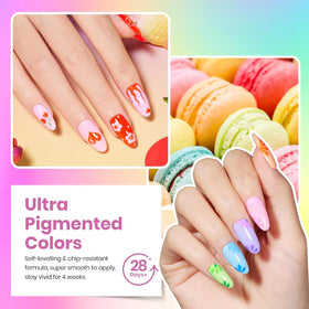 Beetles color swatch spread of neon and pastel shades for easy color selection