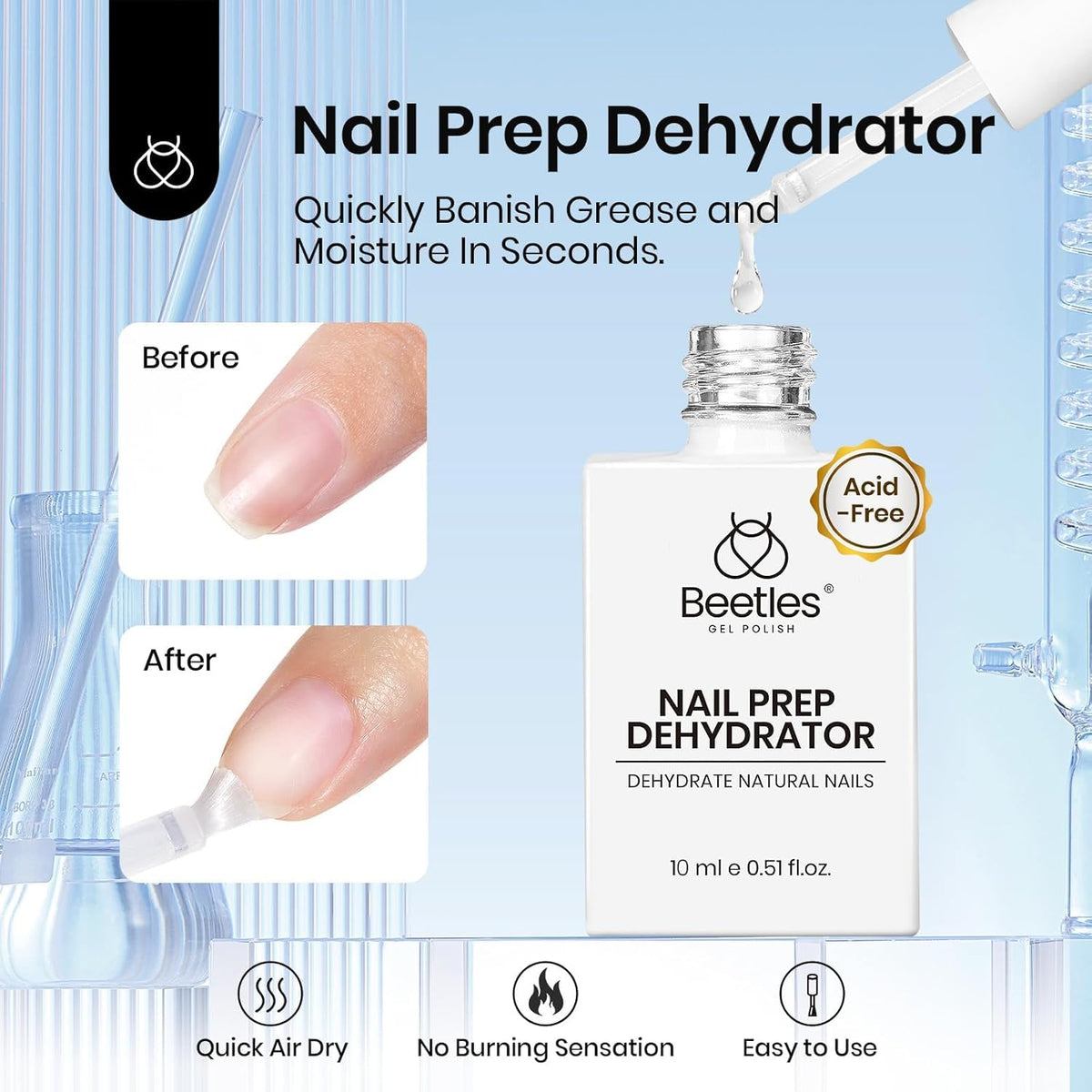 Beetles dehydrator and primer duo displayed to show stronger adhesion benefit