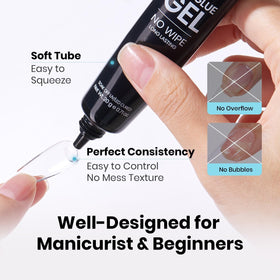 Beetles gel filling gap between tip and nail demonstrating seamless finish benefit