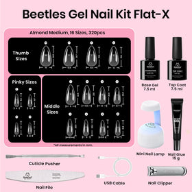 Beetles Gel Polish array of 320 tips organized by 16 sizes for precise fit