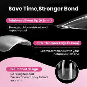 Beetles tip applied on natural nail demonstrating flush fit and reduced lifting