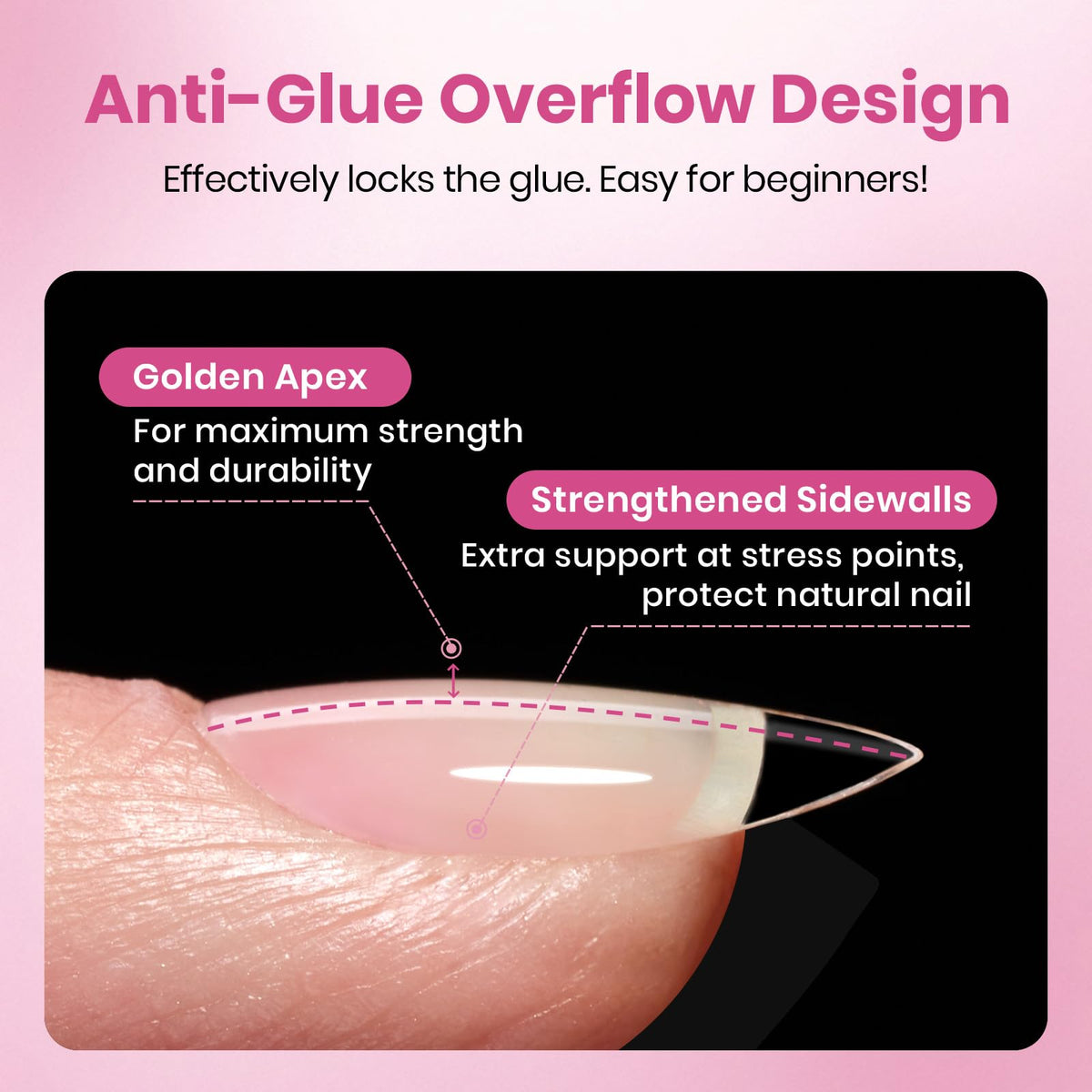 Beetles thin back edge and PMMA texture showing seamless adhesion benefit