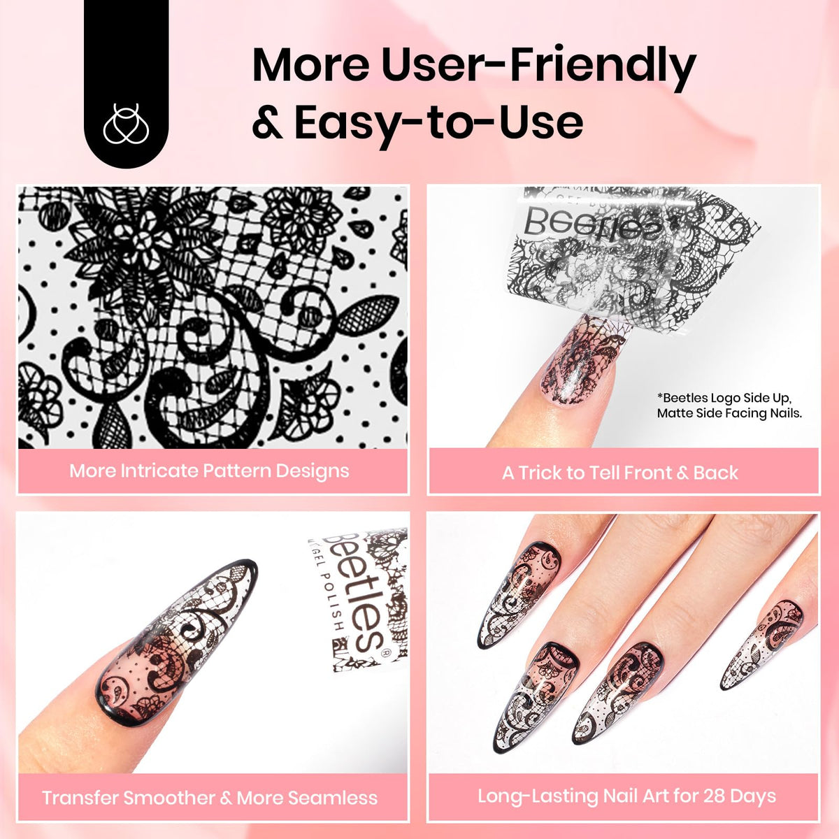 Beetles kit displayed with assorted foil stickers ready for creative nail designs